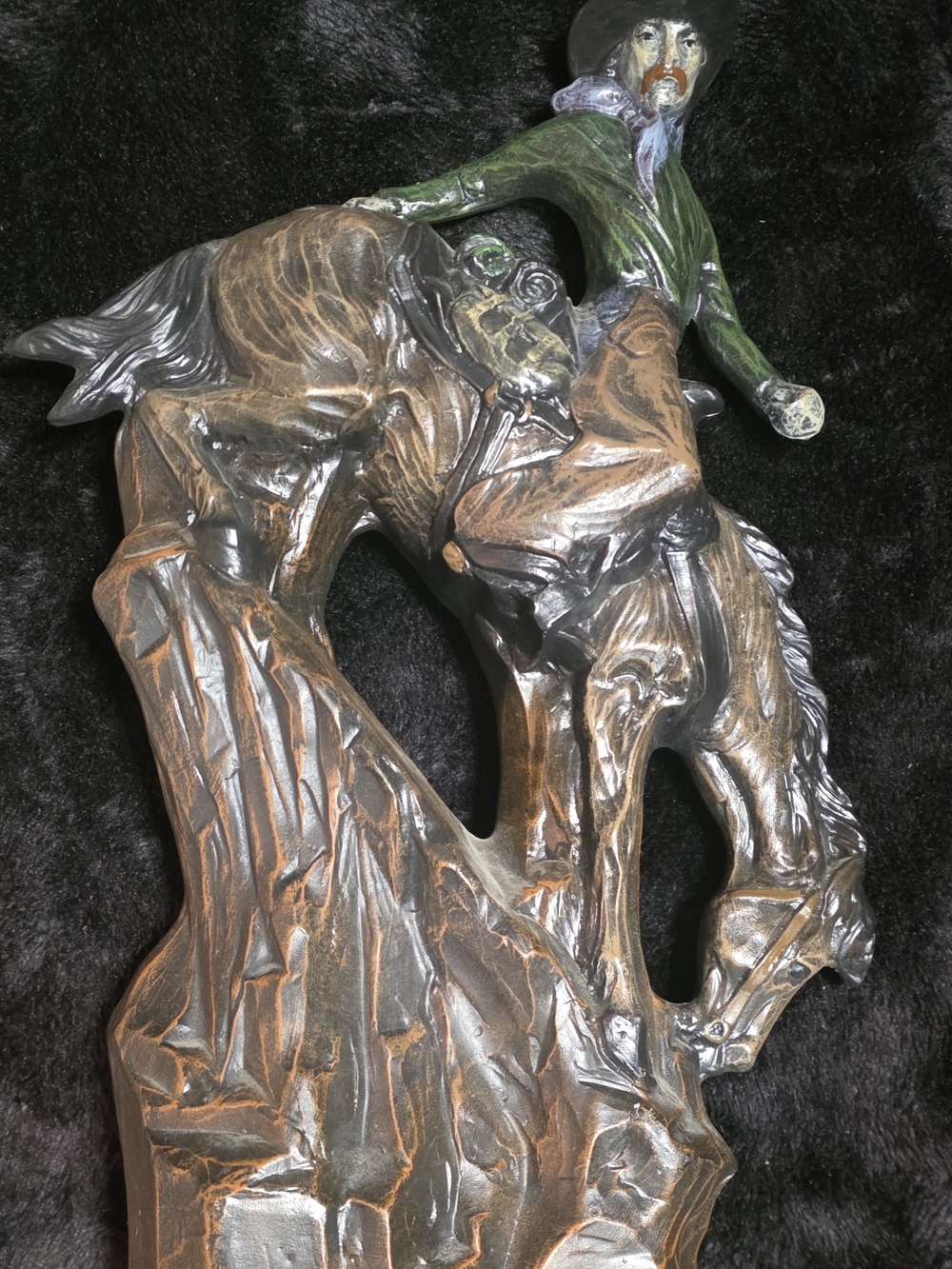Cowboy Rider Horse Ceramic Chalkware Western Statue